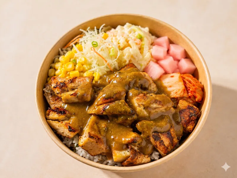 (Grilled) Curry Curry Chicken Bowl: grilled chicken served with a rich and mild curry